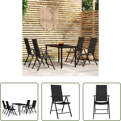 vidaXL Chaises de jardin - Ensemble à manger de jardin 5 pcs Noir (1/5)