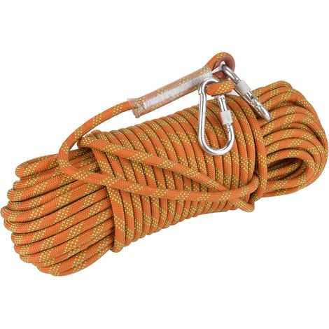 Corde d'escalade extérieure 30 m, diamètre 12 mm, cordon de sécurité survie, couleur orange (1/5)
