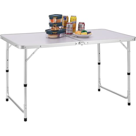 Table de Camping Pique-Nique avec Hauteur réglable, Structure en Aluminium, système Pliable avec poignée Transport Facile, idéale pour Le Jardin et Les Repas en Plein air, 60 x 120 x 70 cm (1/5)