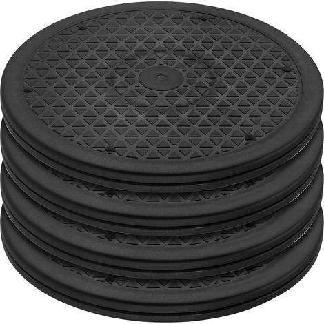 Lot de 4 Plateaux Tournants 25 cm - Plateau Tournant TV 360° - Noir - Plateau Tournant Pâtisserie avec Roulements à Billes en Acier - Support 25 kg - pour Téléviseur,Décoration, Céramique (1/5)