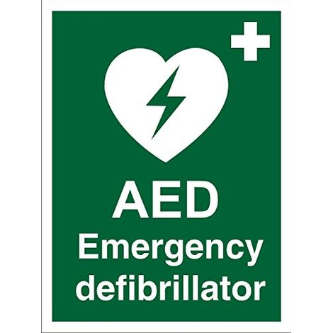 Seco Cartello di emergenza per defibrillatore AED, 200 mm x 300 mm, in vinile autoadesivo