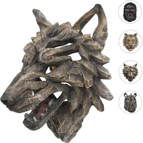 Deko crâne HWC-H41 - décoration murale tête trophée - polyrésine Indoor Outdoor - tête de rhinocéros 26cm
