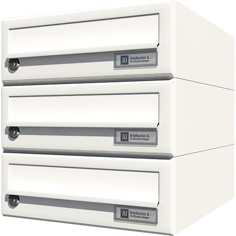 JU Hausbrieffachanlage 3-teilig, 300 x 330 x 380 mm, Stahl weiß RAL 9016 (1/3)