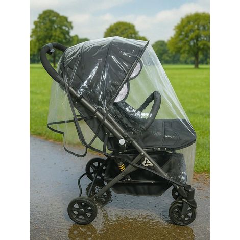 1pc Couverture de pluie pour poussette, pare-vent pour landau, imperméable, résistant au vent et à la pluie, respirant, installation facile, ajustement universel, durable et léger (1/5)