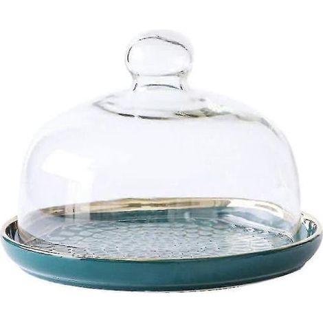 Ecleanfy - Plat à gâteau, plateau à gâteau, assiette de service avec tasse, couvercle à gâteau à dessert, Butter-Perfect