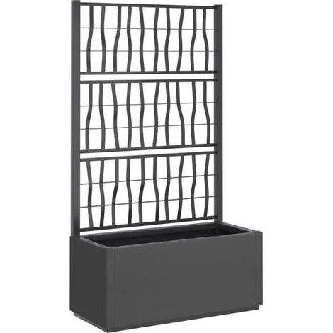 Pot de fleurs à carreaux gris foncé, dimensions 80x36x140 cm, en polypropylène (PP).