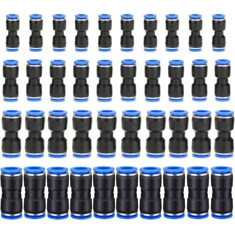 40 Stück gerade pneumatische Schnellkupplungen, gerade Druckkupplungen, Schlauchverschraubungen, Kunststoff-Druckluftschlauchverschraubungen, Außendurchmesser 6/8/10/12 mm, Schlauchverbinder (1/5)