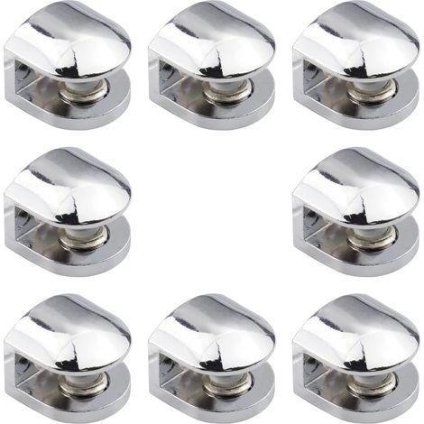 8 Pcs Pince à Verre Pince Support en Alliage de Zinc Fixations Réglable Support pour Tablettes en Verre de 6-8 mm d'épaisseur (1/5)
