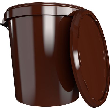 1x Seau Hobbock avec couvercle 31,5 L, qualité alimentaire brun