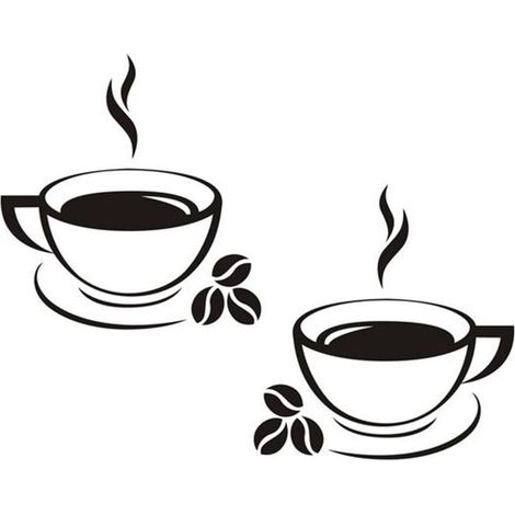 Sticker mural décoratif « Tasse à café » pour la cuisine, en PVC amovible, 43 x 25 cm. (1/5)