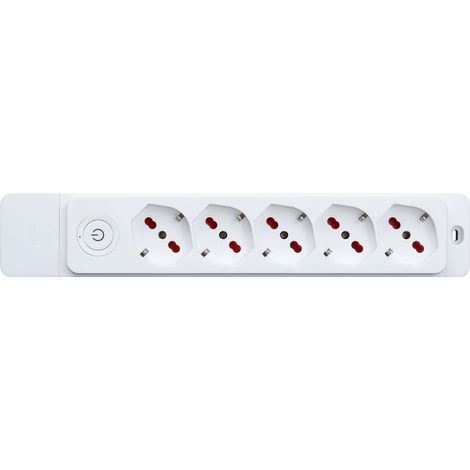 Multipresa con 5 prese bipasso/schuko 10/16A, senza cavo, con interruttore, bianco, serie Emilia Specialist - Rosi RS8512B (1/5)