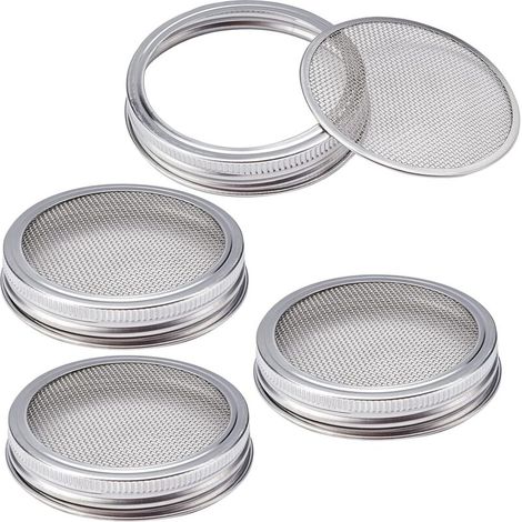 Set di coperchi per barattoli per germogliazione, coperchi in rete di acciaio inossidabile 304, kit di coperchi per scolapasta per insalata di semi di germogli di erba medica