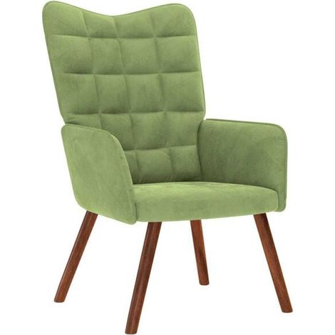 Fauteuil lounge en velours vert clair (1/5)