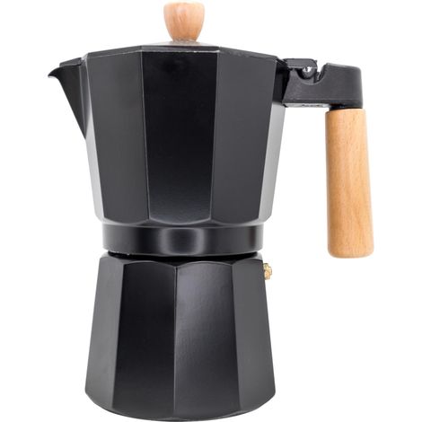 NERTHUS FIH 1253 Caffettiera Italiana a Induzione 9 tazze Design Nero Legno