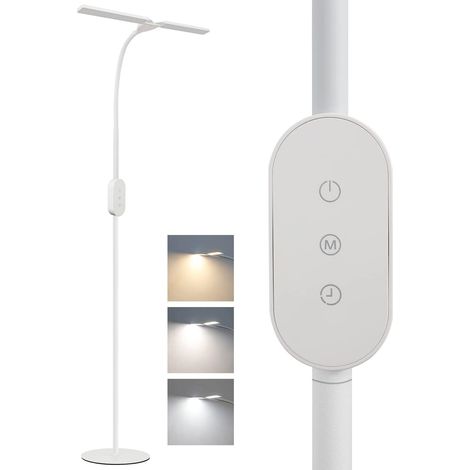 ZMH Lampadaire LED Dimmable  salon liseuse - lampadaire moderne 9W lampe de bureau à commande tactile avec minuterie et fonction mémoire Lampadaire à col de cygne réglable Hauteur : 158CM