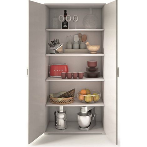Dmora Armadio multiuso Alisso, Mobile lineare a 2 Ante battenti, Guardaroba a 4 ripiani regolabili, Scarpiera moderna, 100% Made in Italy, Cm 90x45h195, Rovere e Bianco, con imballo rinforzato