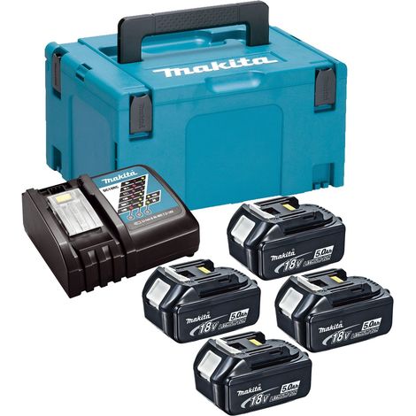 Makita BL1850 18v 4 x 5.0ah Lithium Batteries DC18RC Fast Charger + Makpac Case