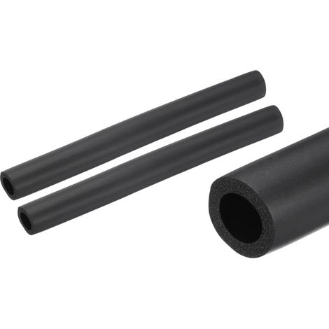 2pcs Tubes d'Isolation de Tuyaux 25cm/10", Isolant Tuyau Caoutchouc en Mousse, Conduits Isolants ID 16mm OD 26mm pour Support Poignée Chauffage Tube Climatisation, Noir (1/5)