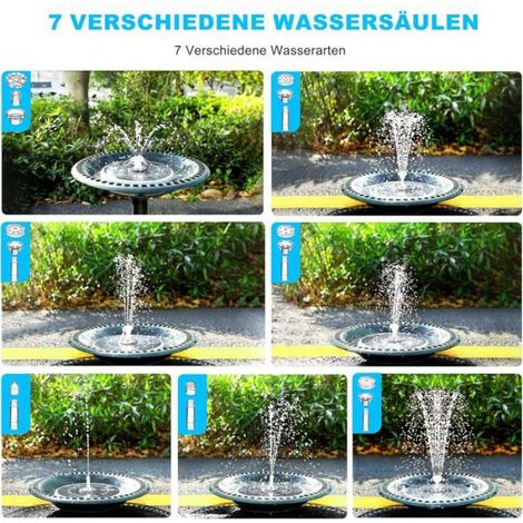 Fontaine Solaire - Pompe À Eau Solaire 5.5 W Avec LED Et 7 Jets - Pour Bain D'Oiseaux Et Petit Étang - 1 Pièce (1/2)