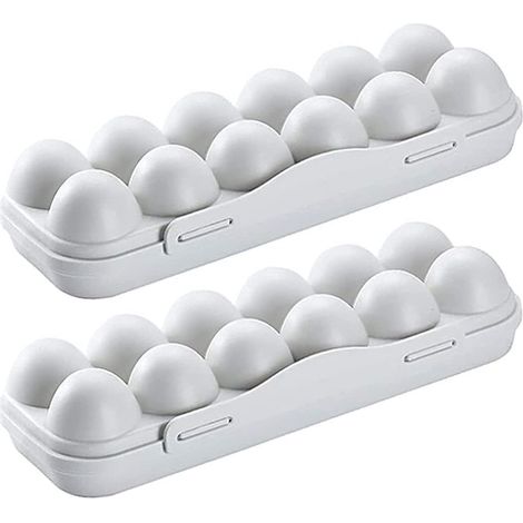 Lot 2 Boîtes de rangement œufs, plastique gris avec couvercle, cuisine restaurant (1/5)