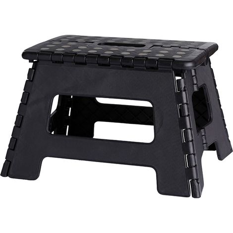 Banqueta plegable negra, 35 x 28,5 x 22 cm