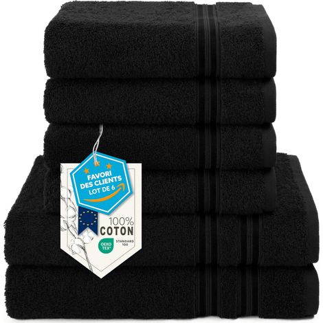 Lot de 6 Serviettes, 2 de Bain 70x140 + 4 de Toilette 50x100 cm (1/5)