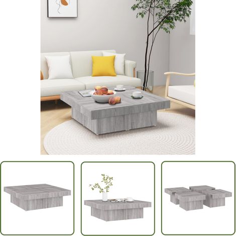 Furniture Limited - Table basse Sonoma gris 90x90x28 cm Bois d'in (1/5)