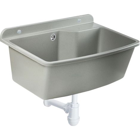 GOSPO Ausgussbecken, 61 cm x 44 cm x 23,5 cm, Waschbecken Grau