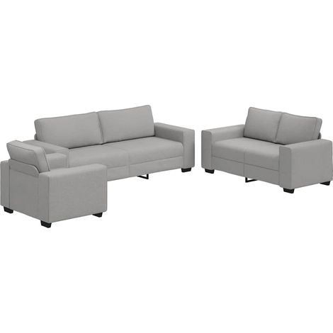 3-teiliges Sofa-Set mit Kissen, wolkengrauer Stoff vidaXL (1/5)