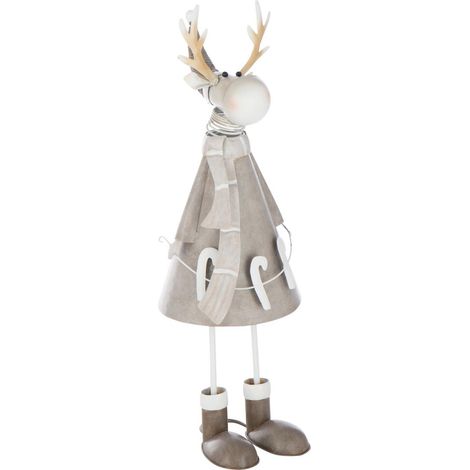 Statuette Déco en Métal "Sucre d'Orge" 43cm Grège (1/3)