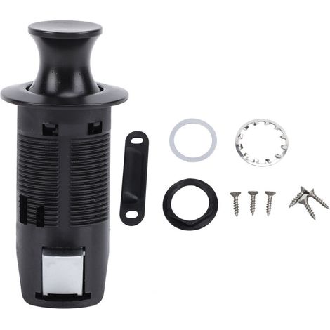 Pestillo de botón pulsador para autocaravana, cerradura de botón pulsador para armario, aspecto elegante, botón pulsador para cajón, armario, sin llave, para autocaravana, (NEGRO).