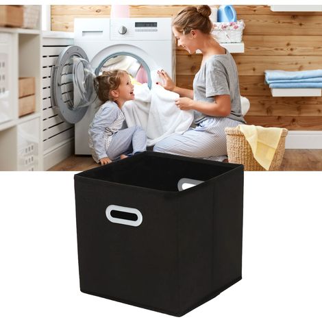 Cube Organizer Fabric Noir avec Deux Poignées Réinforcée Binette de Rangement Pliable 27x28x28cm pour Maison (1/5)