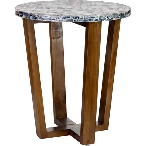 Mesa auxiliar de madera y madreperla gris D36x40h cm (1/5)