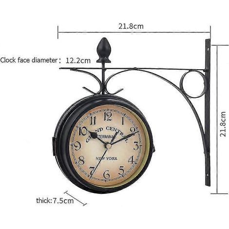 Horloge murale double face avec couvercle étanche, style rétro, décoration murale d'intérieur et de jardin. (1/5)