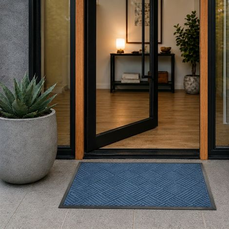 Waterhog Diamond tapis de marche à sec/tapis de nettoyage 60x90 cm - Bordure en caoutchouc - Bleu (1/5)