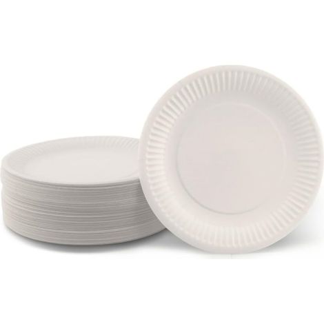 Assiettes En Papier - 18 Cm - 250 G/M2 - Biodégradables - Pour Fêtes, Barbecues, Pique-Niques, Mariages, Anniversaires Enfants - Lot De 100