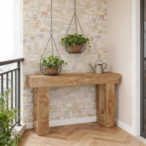 Console d'entrée en bois, marron, 160x35x85 cm