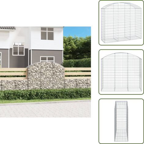 Gabione mit Hochbogen 150x50x120/140 cm Verzinktes Eisen - Gabionenkorb - Gabionenwände - Gartendekoration - Gartenzubehör - Zaun (1/5)