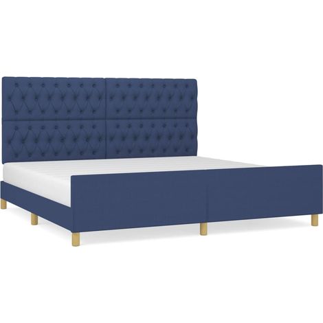 Maison Exclusive - Cadre de lit sans matelas avec tête de lit bleu 200x200cm tissu (1/5)