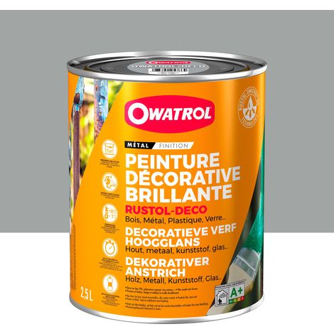 Owatrol-RUSTOL DECO BRILLANT-Peinture antirouille décorative-Gris Fenêtre (RAL 7040) 2.5 litres (1/2)