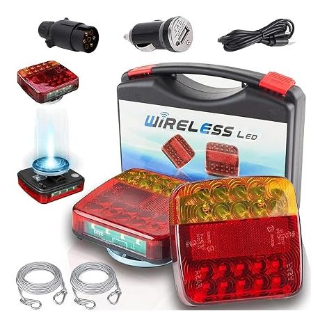 Luci posteriori LED magnetiche wireless ricaricabili universali 12V 5 funzioni, supporto magnetico impermeabile per auto, camion, rimorchio, roulotte e trattore (1/5)