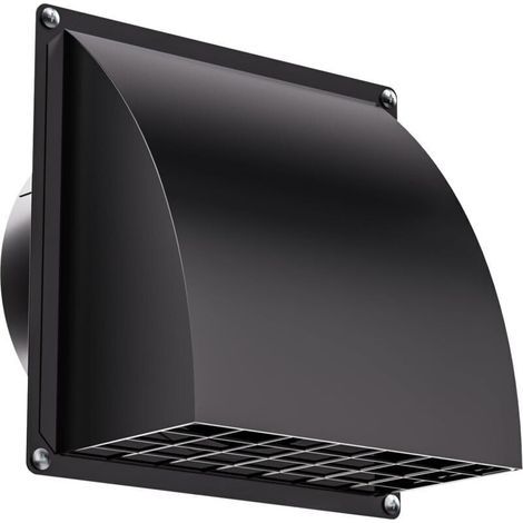 HG Power Grille Aeration 100mm, Grille Ventilation Exterieur, Trappe anti-reflux intégrée, Grille amovible, pour séchoirs, cuisines, systèmes de ventilation, Ø 10 cm (15,5 15,5 cm), Noir (1/4)