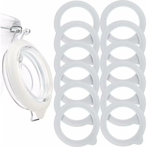 12-Piece Replacement Silicone Gasket Set, Airtight Silicone Seals for Wide Mouth Jar Lids and Canning Jars (1/5)