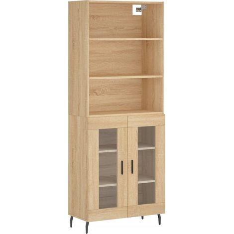 Buffet credenza cassettiera armadio mobile contenitore organizer cucina soggiorno salotto rovere Sonoma alto 69,5 x 34 x 180 cm legno ingegnerizzato marrone 020034102