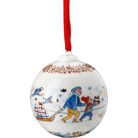 Hutschenreuther Sfera di porcellana con motivo natalizio, Ø 6 cm, multicolore