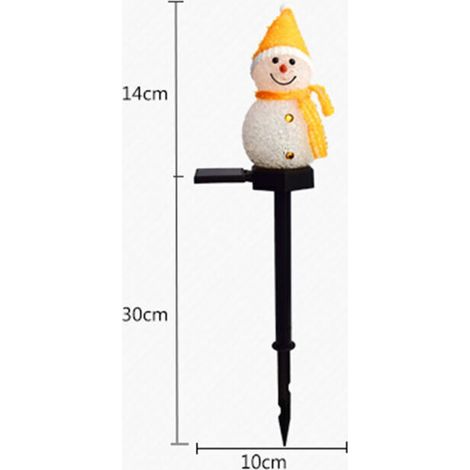 Lampe LED solaire bonhomme de neige de noël insérée dans le sol, décoration extérieure de jardin, paysage de pelouse, jaune/rouge/violet/bleu. (1/3)
