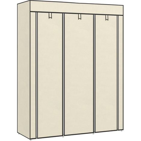 Armadio in tessuto pieghevole con 2 barre appendiabiti e 8 ripiani, crema, 103 x 43 x 162,5 cm (1/5)