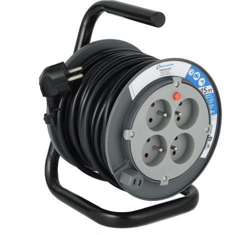 Electraline 208612 Avvolgicavo, 15 m, colore: nero