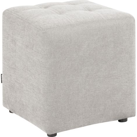 Reposapiés puf sala de estar moderno cubo otomana tela gris claro Kansas