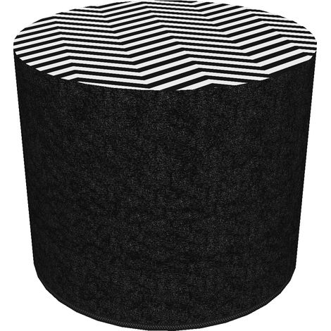 Pouf decorativo Bertoni, stampa ZigZag - pouf rotondo per soggiorno, ingresso, cilindro 40cm, elegante, cerniera, lavabile (1/5)